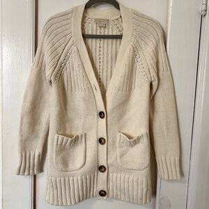MICHAEL KORS Cardigan Sweater MK button up cable knit ribbed long sleeve white
